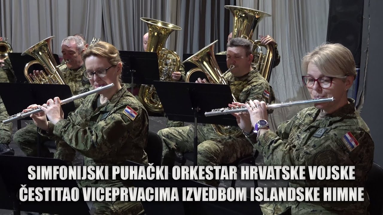 Simfonijski puhački orkestar Hrvatske vojske čestitao viceprvacima izvedbom islandske himne