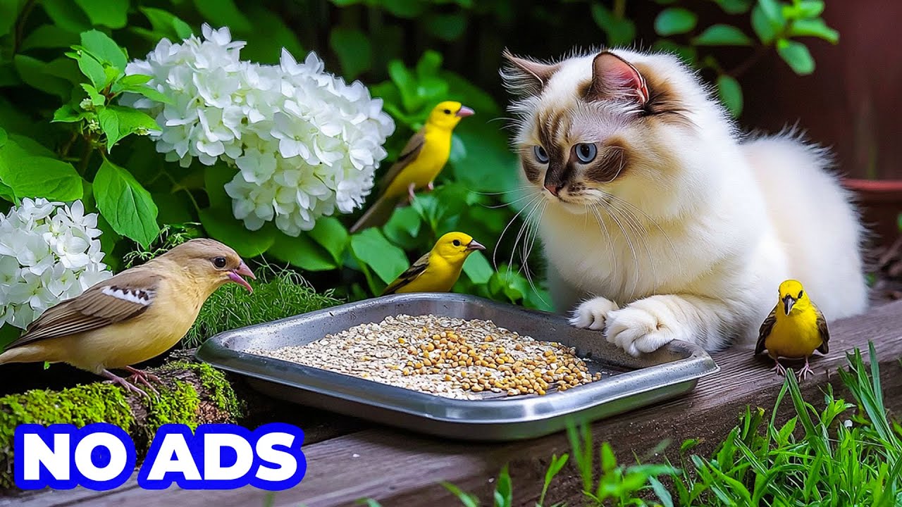 Calming Video for Cats 💖 Cat TV: Hide and Seak with Birds and Squirrels 😽 Music for Cats