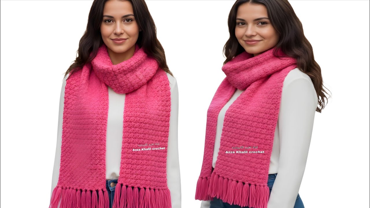 كوفية كروشيه سهلة وأنيقة للمبتدئات/ شال كروشيه | سكارف كروشيه | Crochet Scarf/ crochet shawl