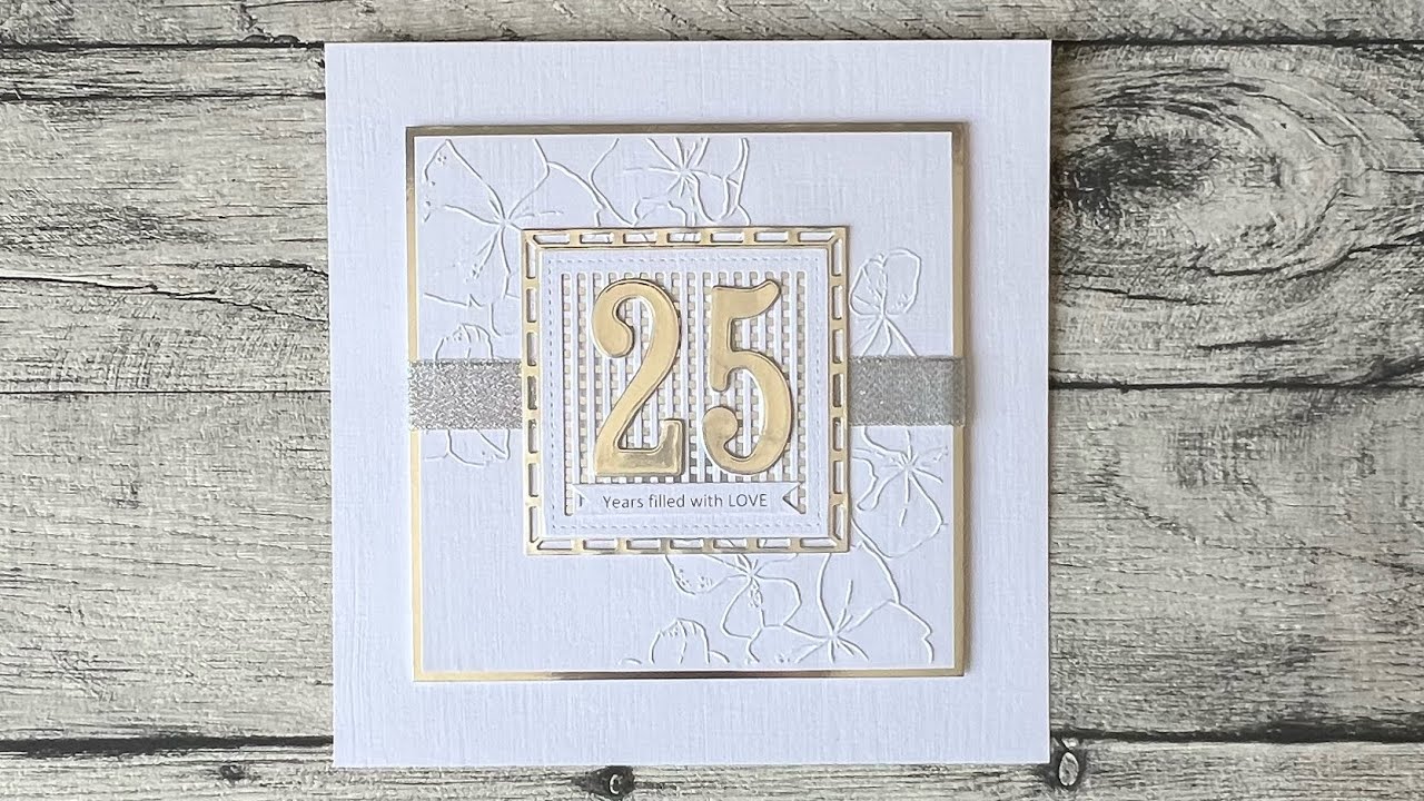 Easy .. yet clean and Elegant 25th wedding Anniversary greeting card