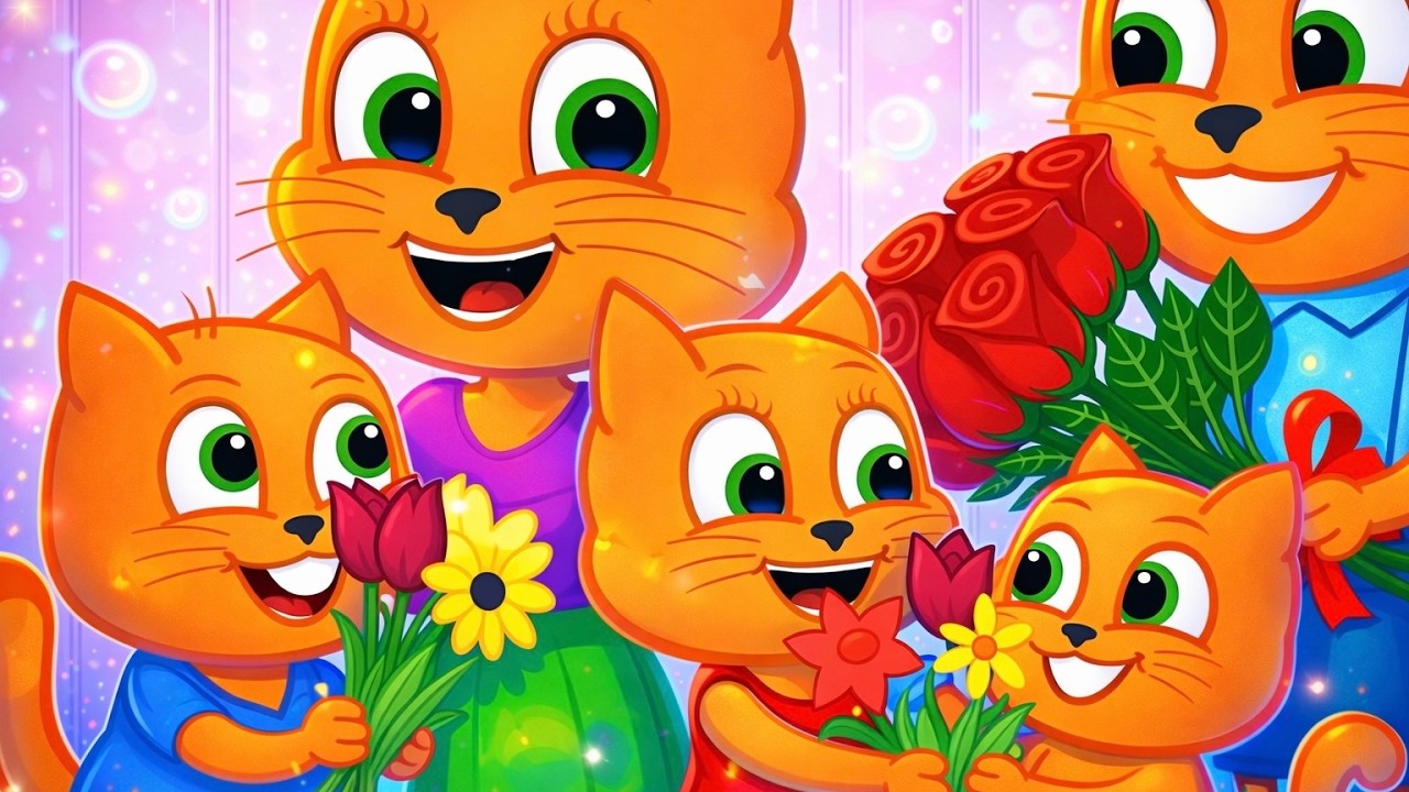 Família de Gatos - FLORES PARA A MAMÃE 💐 Desenho Animado em Português Brasil 4K