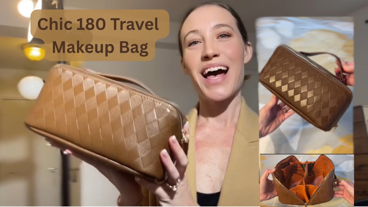 BEST Travel Makeup Bag Review | HUGE SPACE very compact chic purse