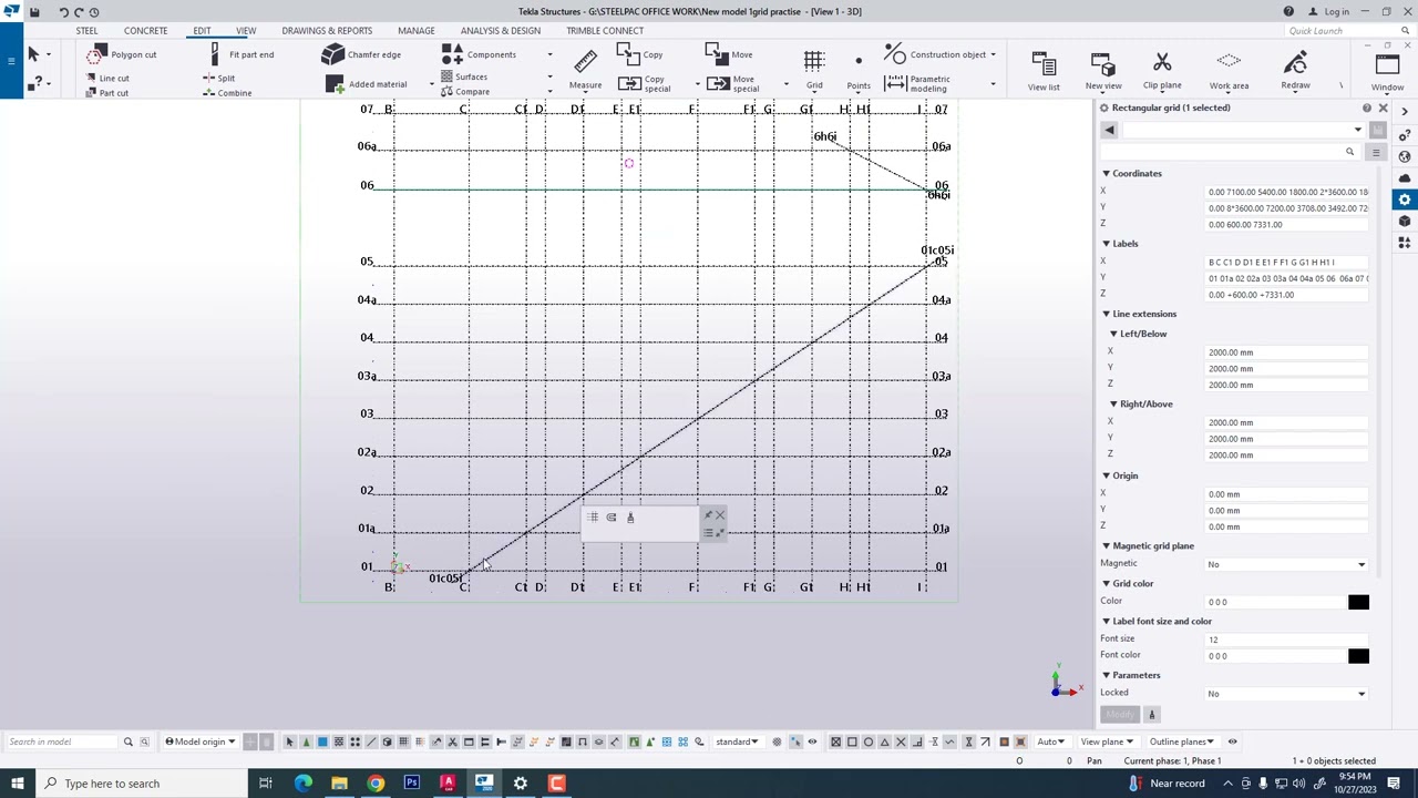 HOW TO CREATE INCLINE GRID | ADD EXTRA GRID AND SECTION IN TEKLA STRUCTURE