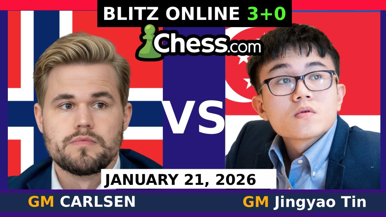 Magnus Carlsen vs GM Jingyao Tin | Blitz Chess 3+0 | January 21, 2026