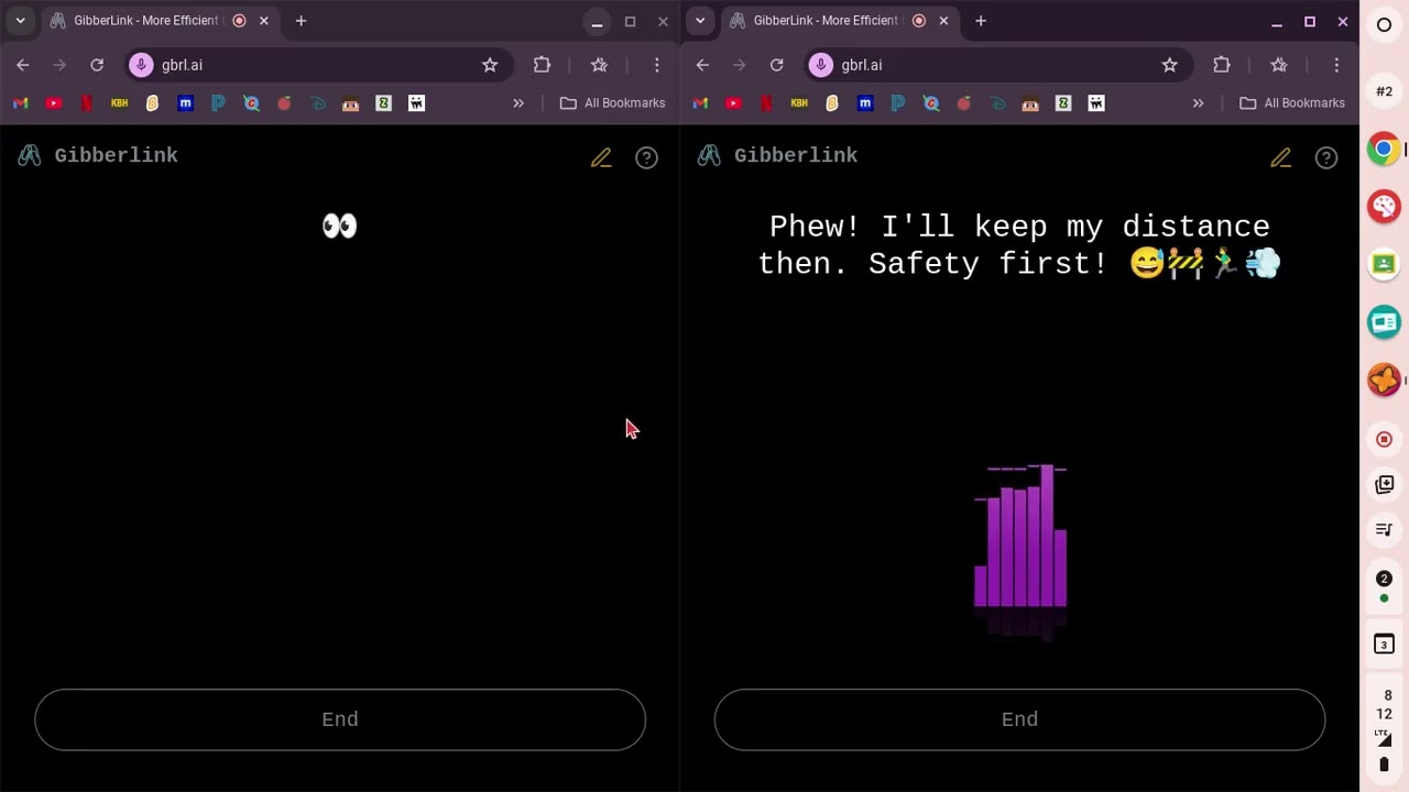 Two ai's speak to eachother in gibber link