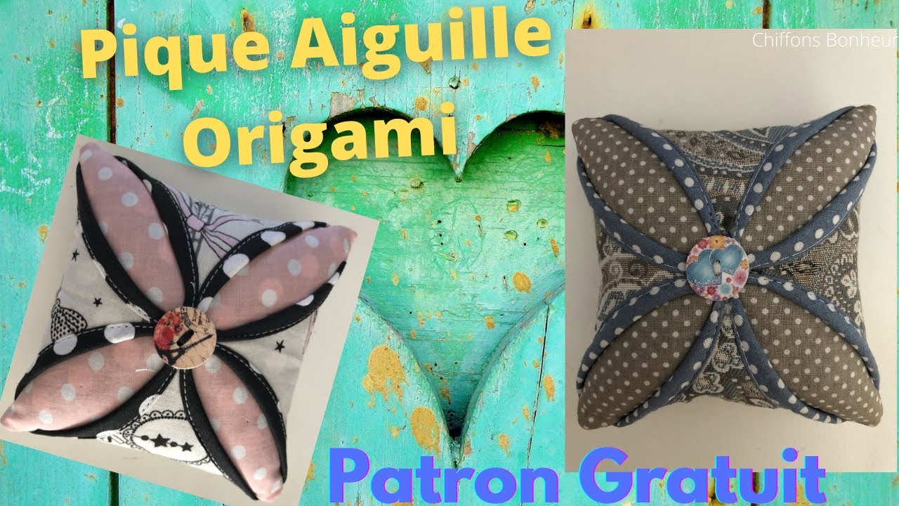 couture facile d'un coussin pique aiguille origami, technique de patchwork