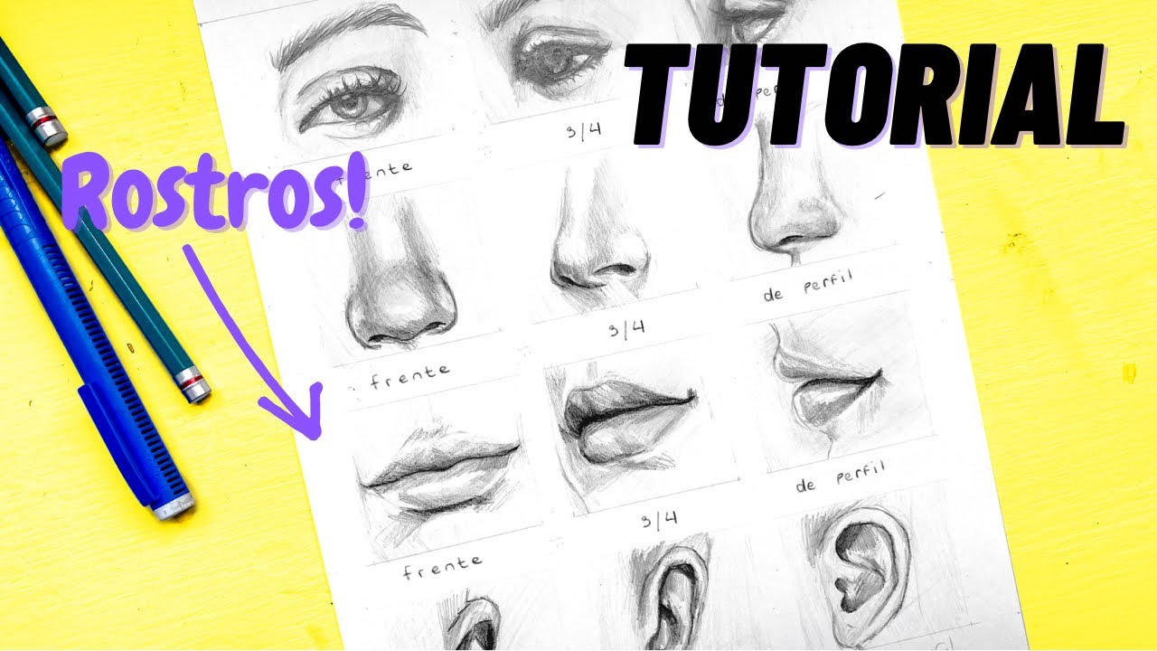 Como DIBUJAR las PARTES Del ROSTRO | Labios, Nariz, Pestañas, Ojos