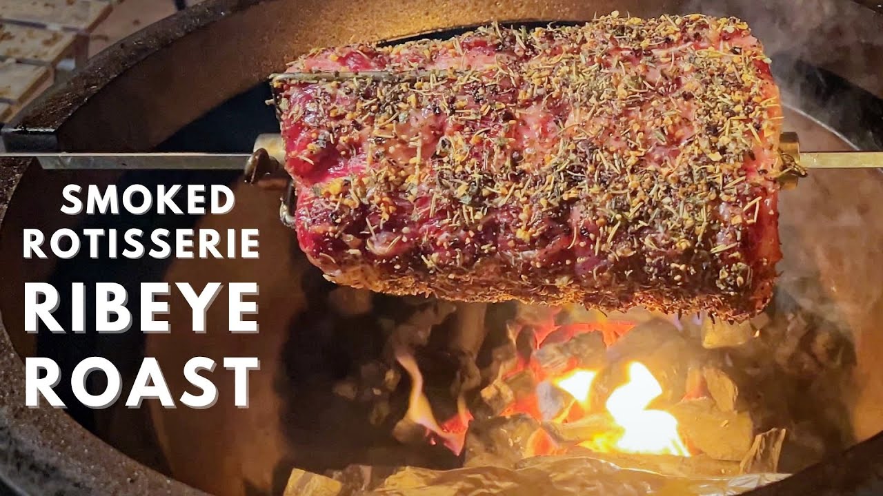 Smoked Rotisserie Ribeye Roast Cooked on a Kamado | Using Kamado Joe Joetisserie and Vision Grills