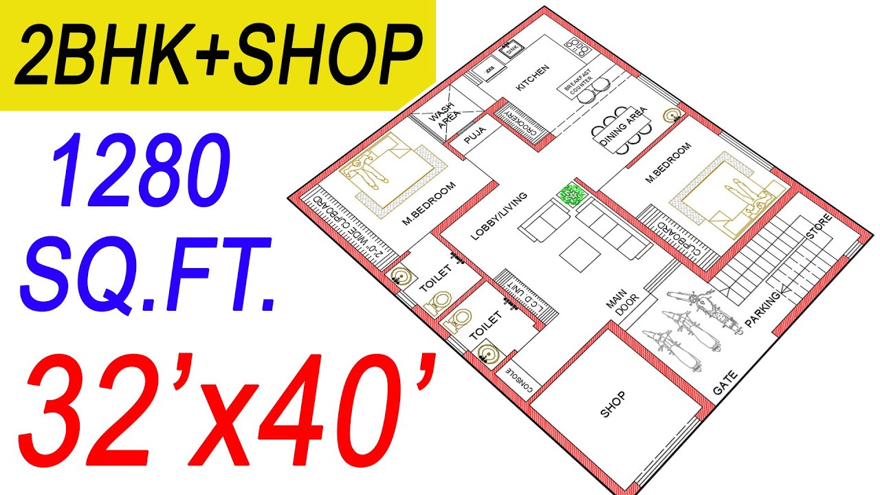 32x40 East Facing House Plan | Shop House Design | Engineer Vishal House Plan