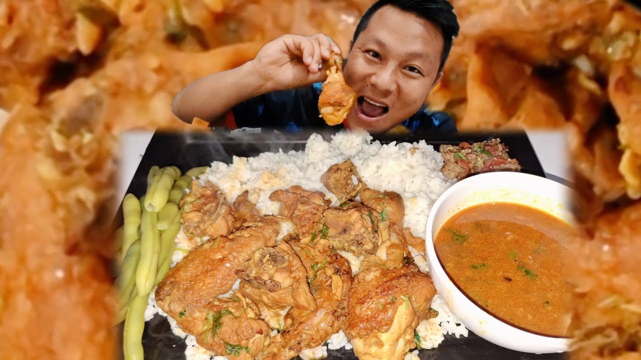 Spicy Chicken Curry With King Chilli Chutney 🌶  //Naga Mukbang