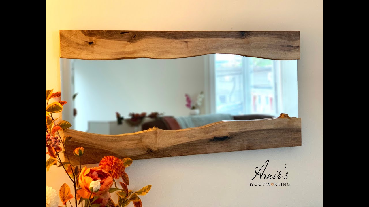 Modern Wall Mirror with Live edge Walnut - Start to Finish