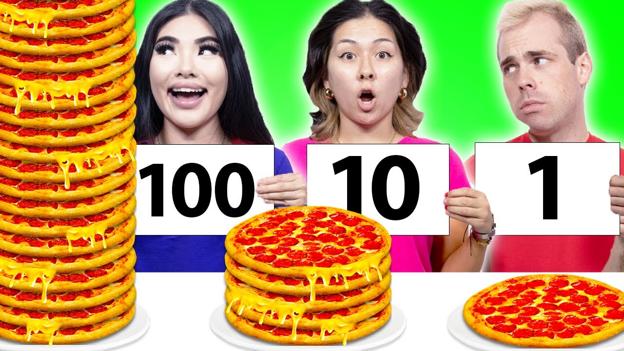 EXTREME 100 LAYERS OF FOOD | 1 VS 10 VS 100 LAYERS CHALLENGE BY SWEEDEE