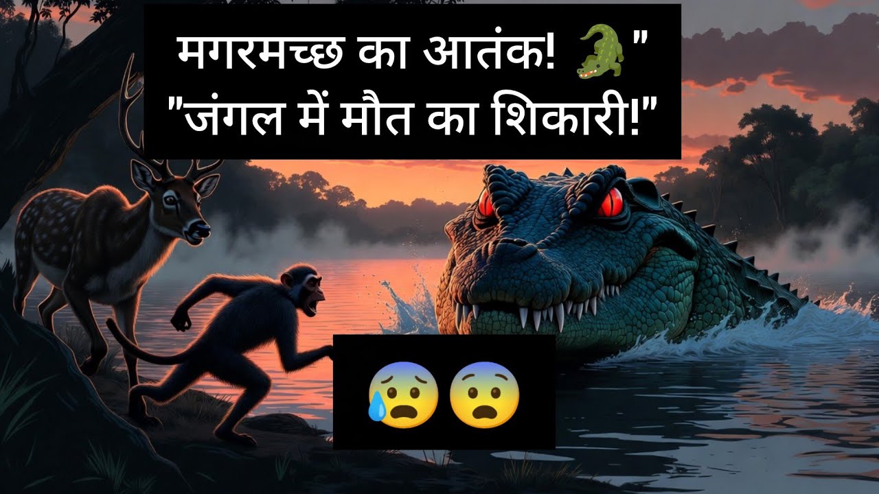 नदी में छुपी दहशत! मगरमच्छ का खौफनाक हमला 😱🐊#moralstory#hindikidsstory#2danimation#viral 