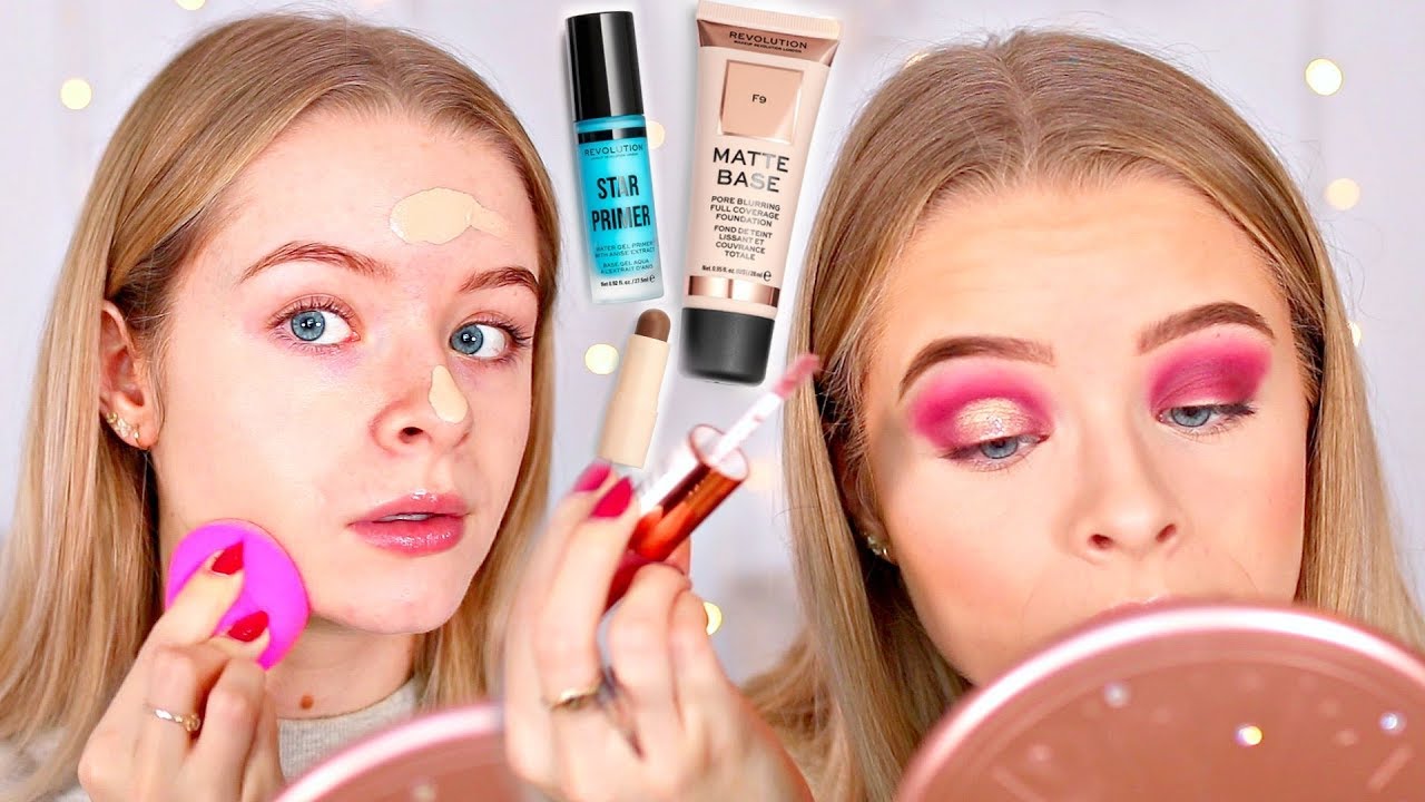 TESTING NEW REVOLUTION MAKEUP!! FOUNDATION, CONCEALER, POWDER, EYESHADOWS etc | sophdoesnails