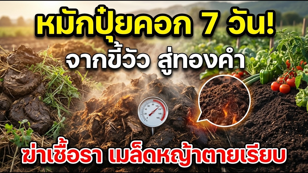 เปลี่ยนขี้วัวเป็นทองใน 7 วัน! สูตรลับปุ๋ยหมักเร่งด่วน ฆ่าเชื้อรา-เมล็ดหญ้าตายเรียบ พืชงามทันใจ