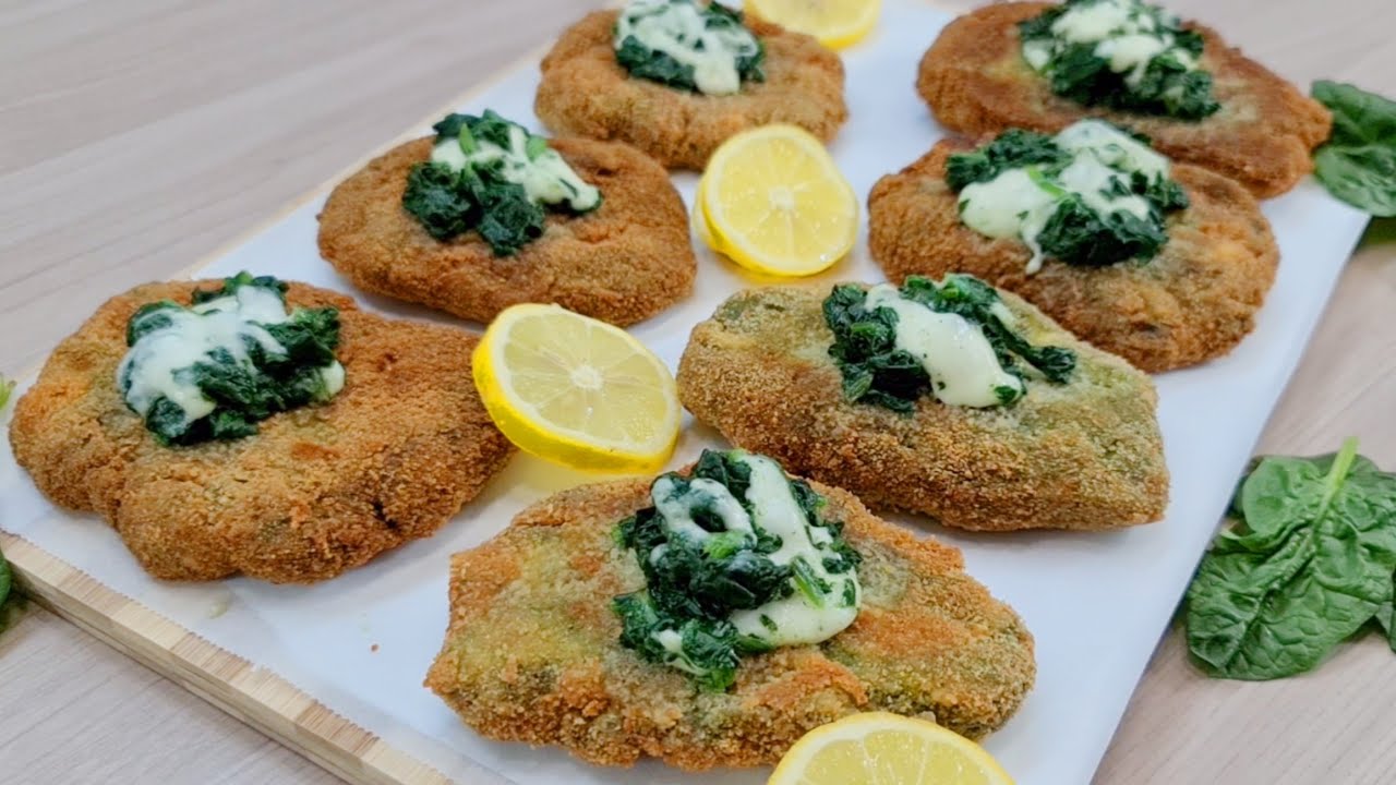 IRRESISTIBILI SPINACINE FATTE IN CASA : COTOLETTE DI POLLO CON SPINACI RICETTA FACILE E VELOCE