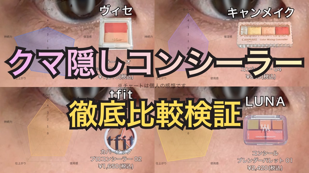 【クマ隠し】オレンジ系コンシーラー全4種徹底比較レビュー！あなたへのおすすめが分かる！！