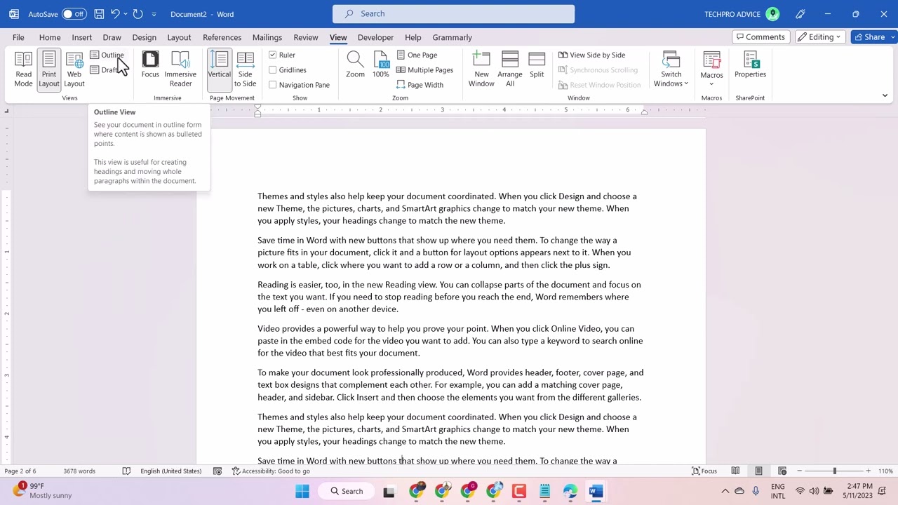 Microsoft Word Tutorial: How to Enable or Disable Outline Mode for Efficient Document Navigation