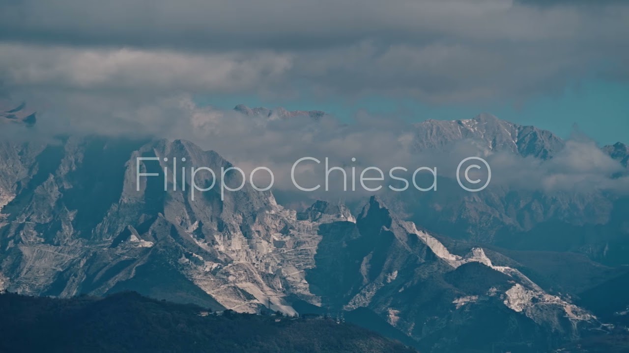 Italy - Tuscany - Apuan Alps - Marble quarries - Italian mountains - Clouds - 8K 25p Stock Footage