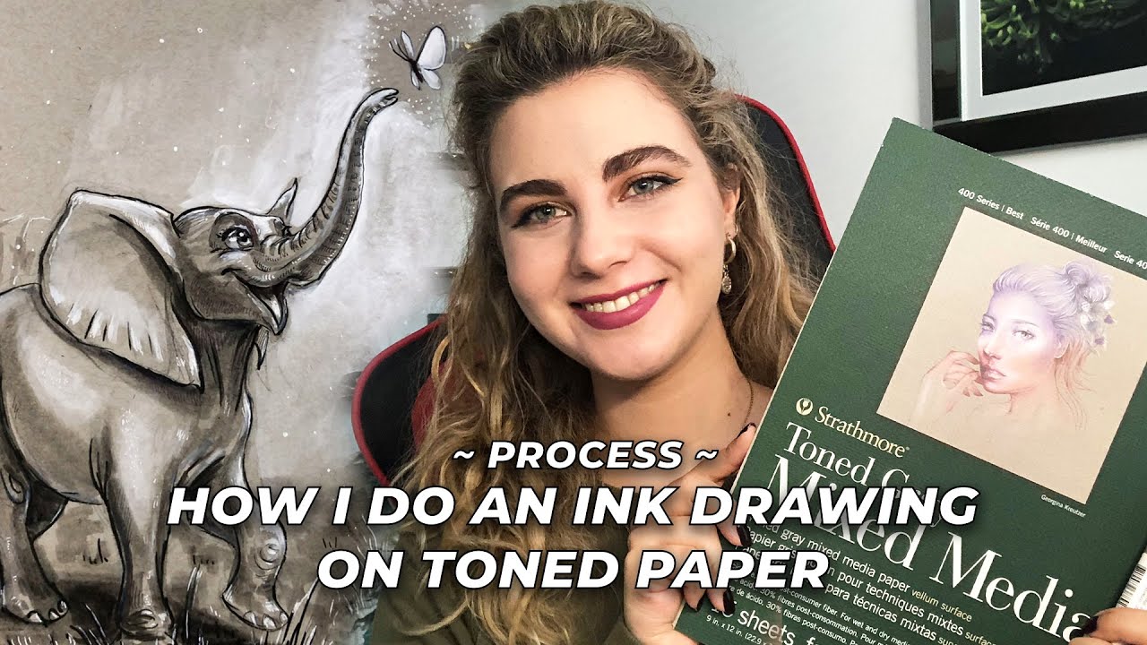 How I do an INK DRAWING on TONED PAPER 👀 ✶ Process Video
