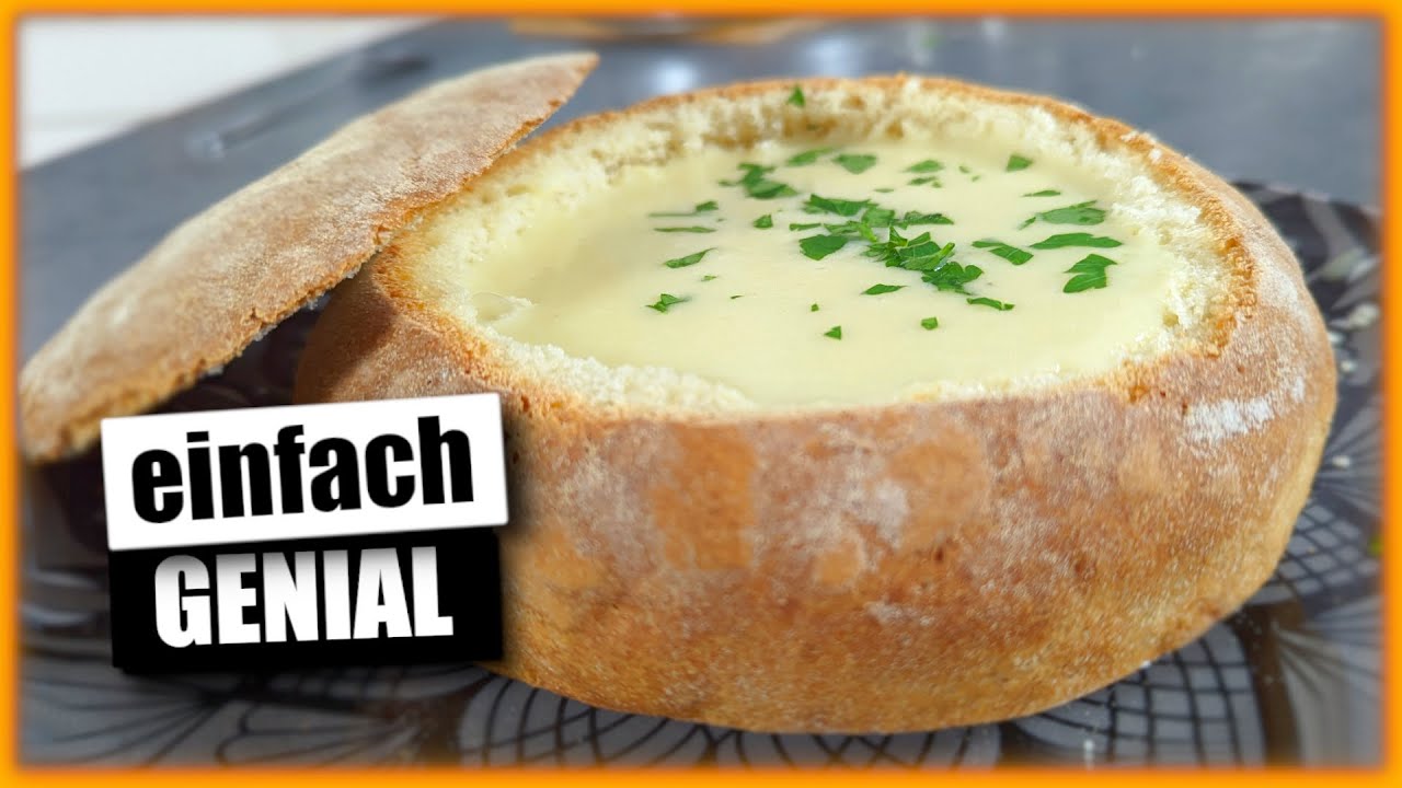 Knoblauchsuppe im Knusperbrot! 🔥 Einfach zuzubereiten und unwiderstehlich lecker! 😋