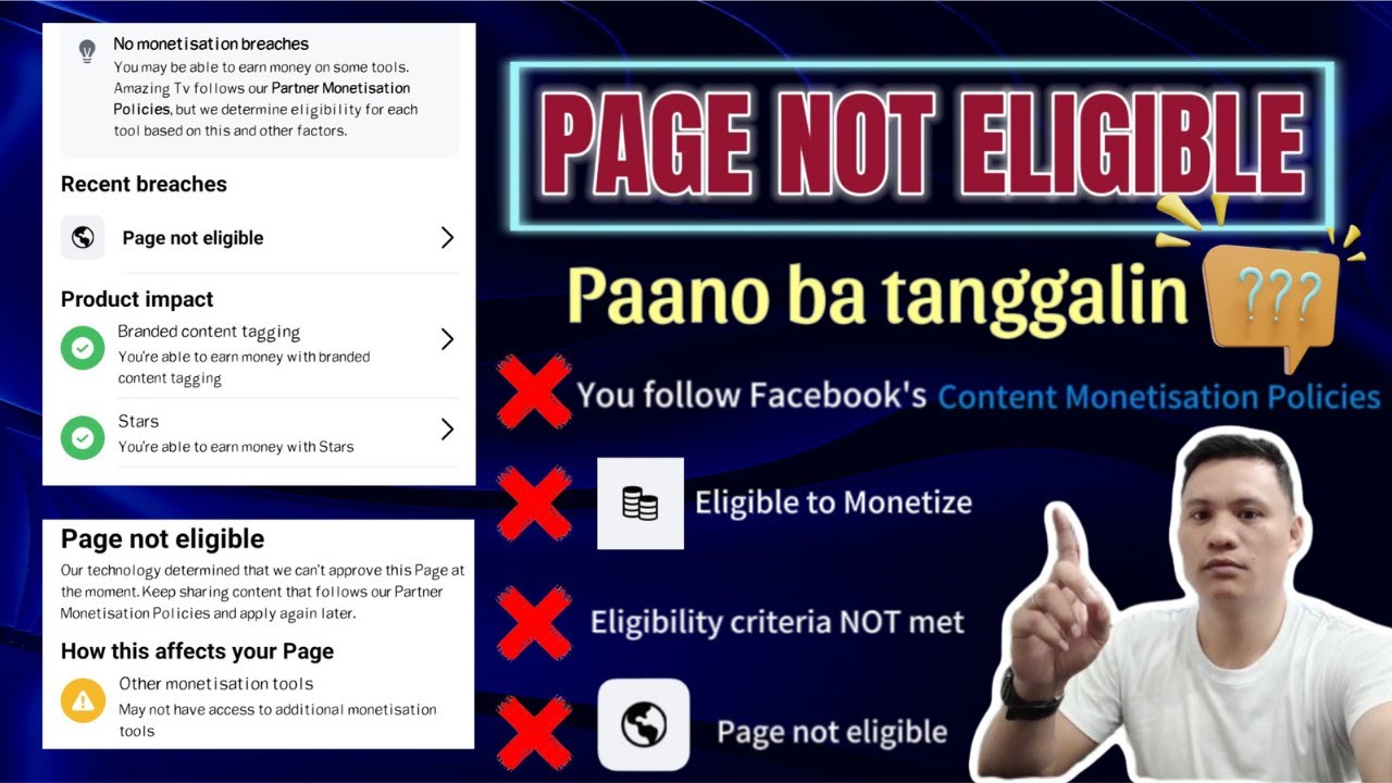 PAANO MAWALA ANG PAGE NOT ELIGIBLE SA FACEBOOK PAGE? AT ❌ FACEBOOK CONTENT MONETISATION POLICIES?
