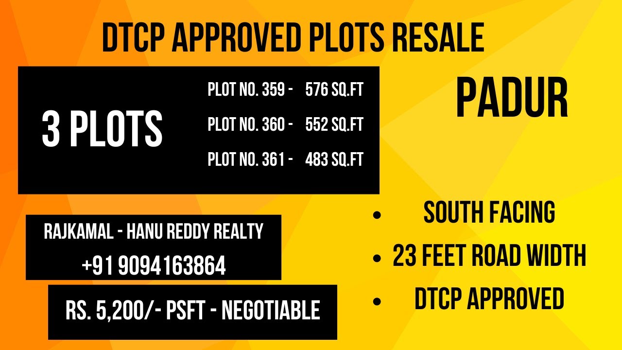 DTCP approved plots | Resale | 29 Lakhs Onwards | Padur OMR | Global Fortube |