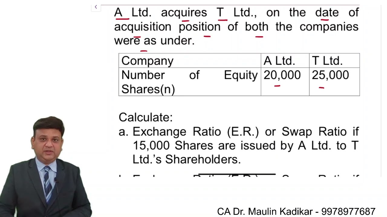 Calculation of Exchange Ratio/Swap Ratio in case of share consideration.