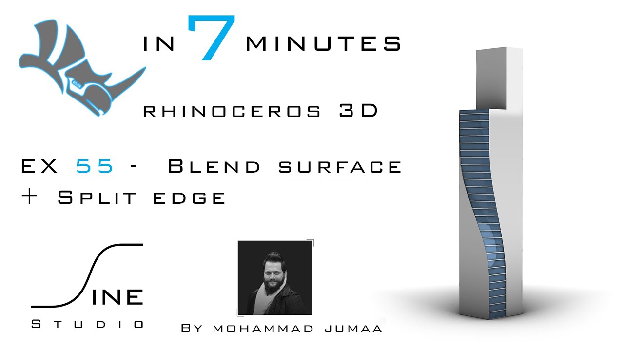 Rhino tutorial in 7 minutes  -  EX 55  -  Blend surface + Split edge