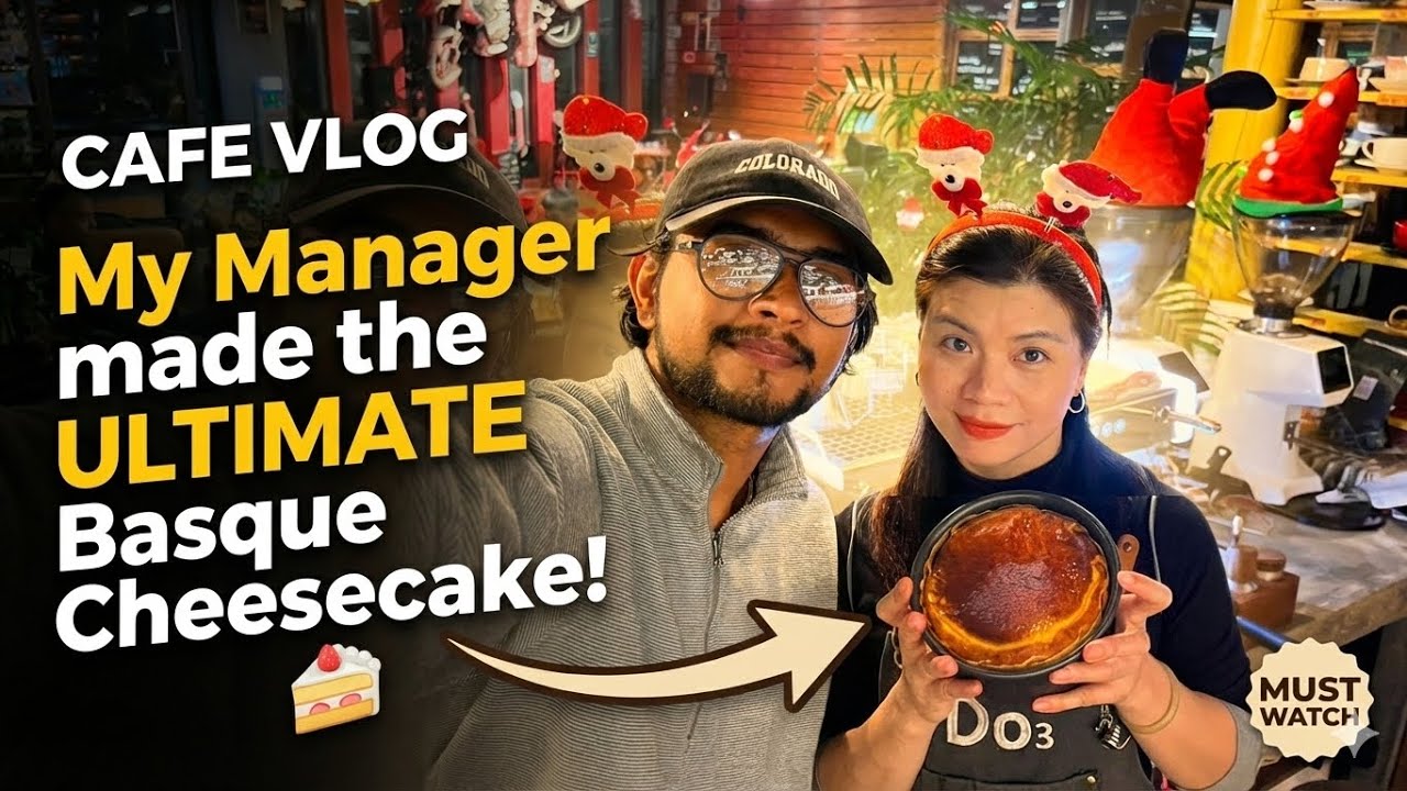 Cafe vlog : My manager made the ultimate Basque cheesecake (secret recipe revealed?)