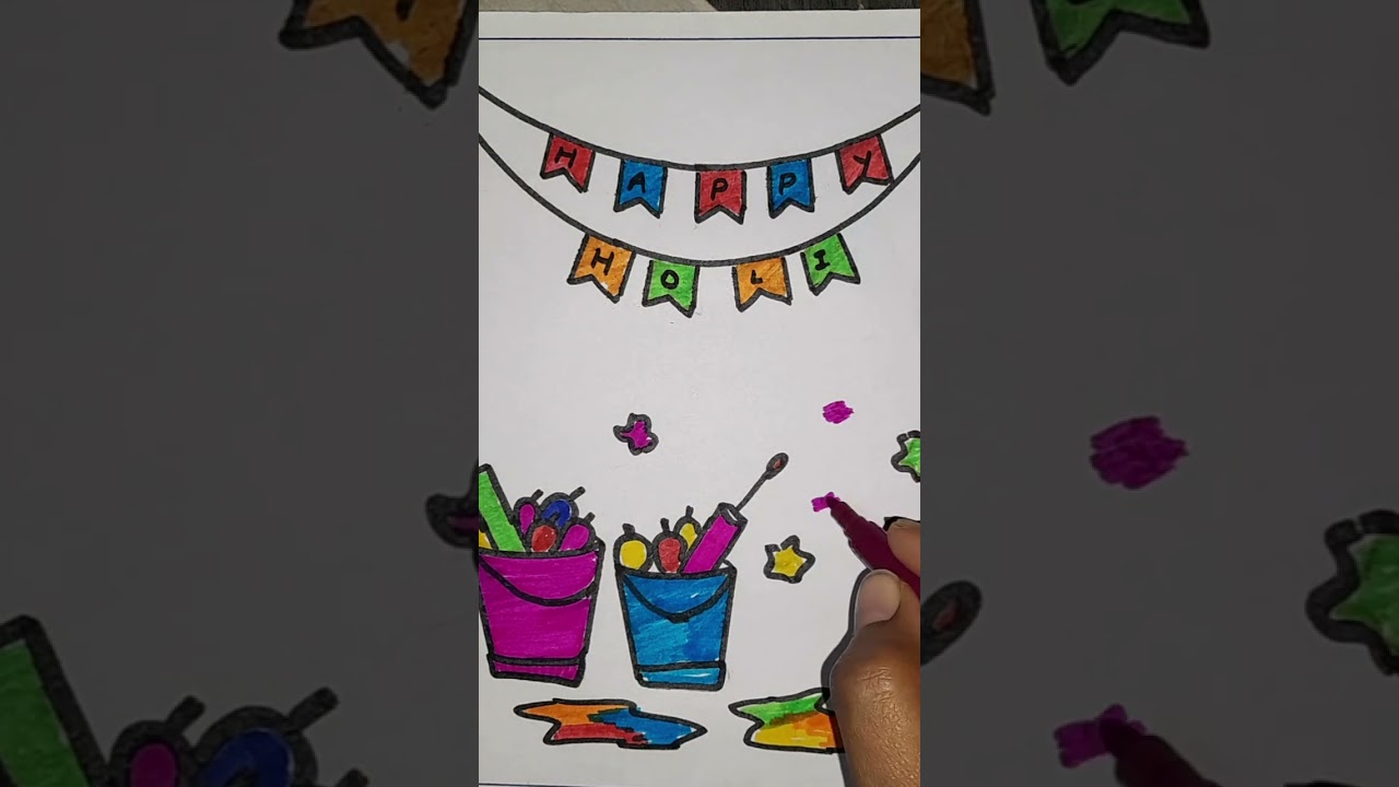 Holi h Short 😁😆💗#holi #drawingideas #colors 🥳😁