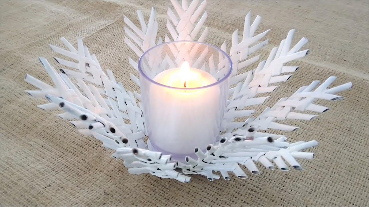 DIY // Portavelas con peri&oacute;dicos // Candleholder with newspapers // RECICLAR Manualidades