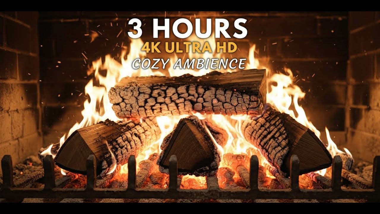 3 Hours Crackling Fireplace Sound 🔥 Deep Sleep, Relaxation & Study
