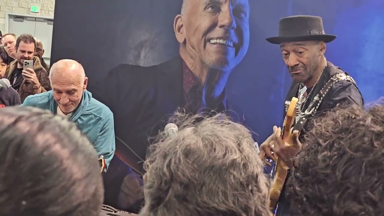 Marcus Miller and Larry Carlton at Sire Booth. #Namm2026