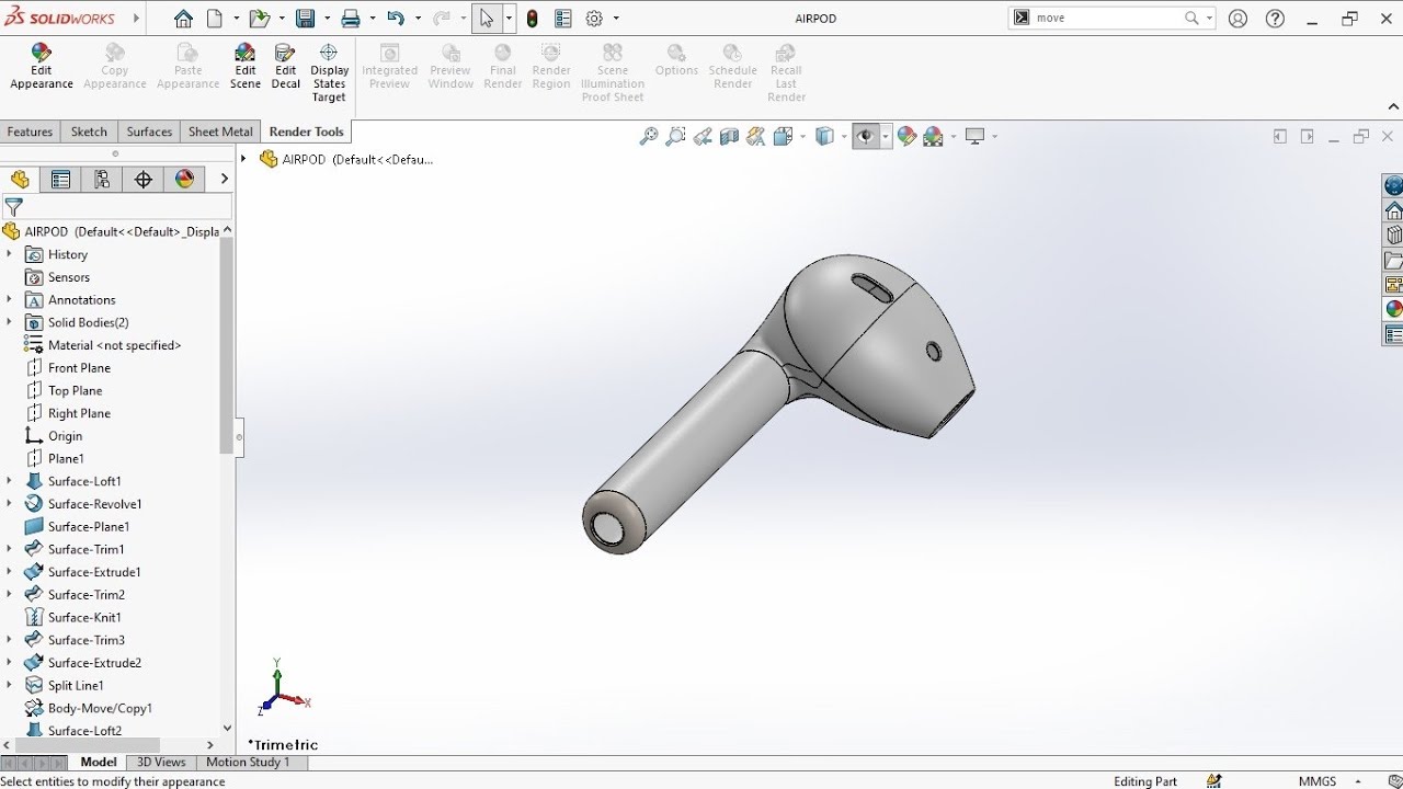 @AIRPODS DESIGN//USING SURFACE MODELING FUTURES IN SOLIDWORKS🖱....
