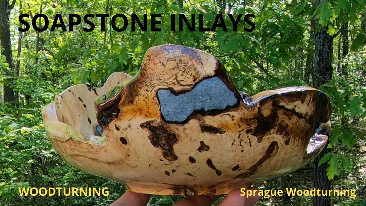Woodturning - Soapstone inlays, no epoxy resin here!