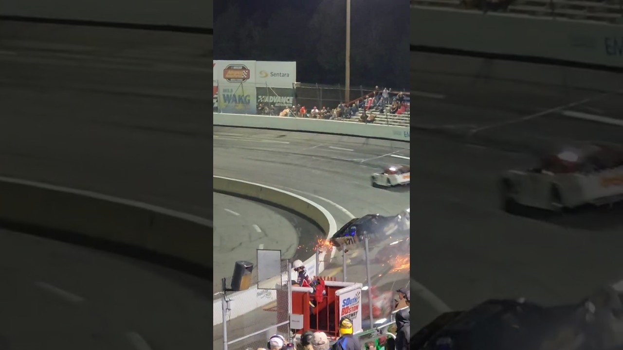 VICIOUS CRASH SENDS CAR FLYING INTO WALL CARS TOUR SOUTH BOSTON SPEEDWAY