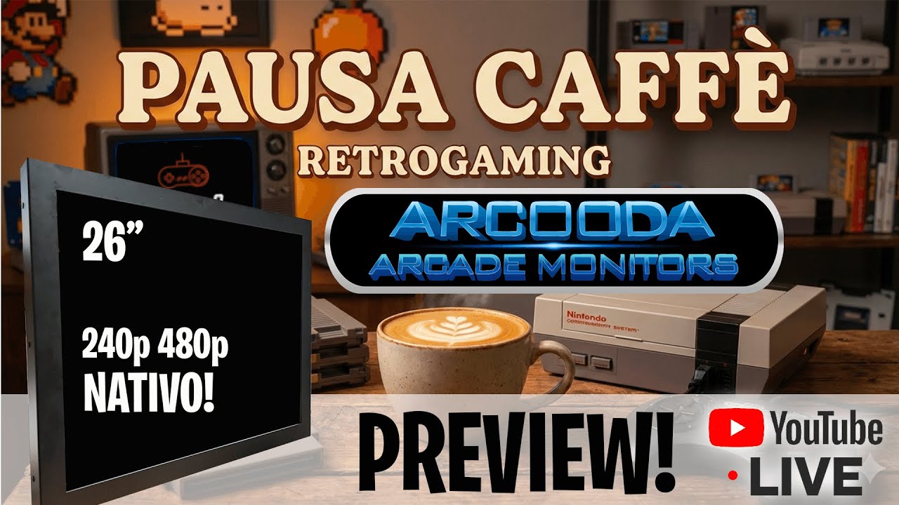 PAUSA CAFFE' & RETROGAMING, TESTATIAMO IL MONITOR ARCOODA INSIEME !