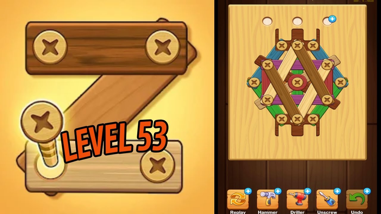 🏅 SCREW PUZZLE: Wood Nut & Bolt 🤪 Level 53 🧩 Gameplay Walkthrough