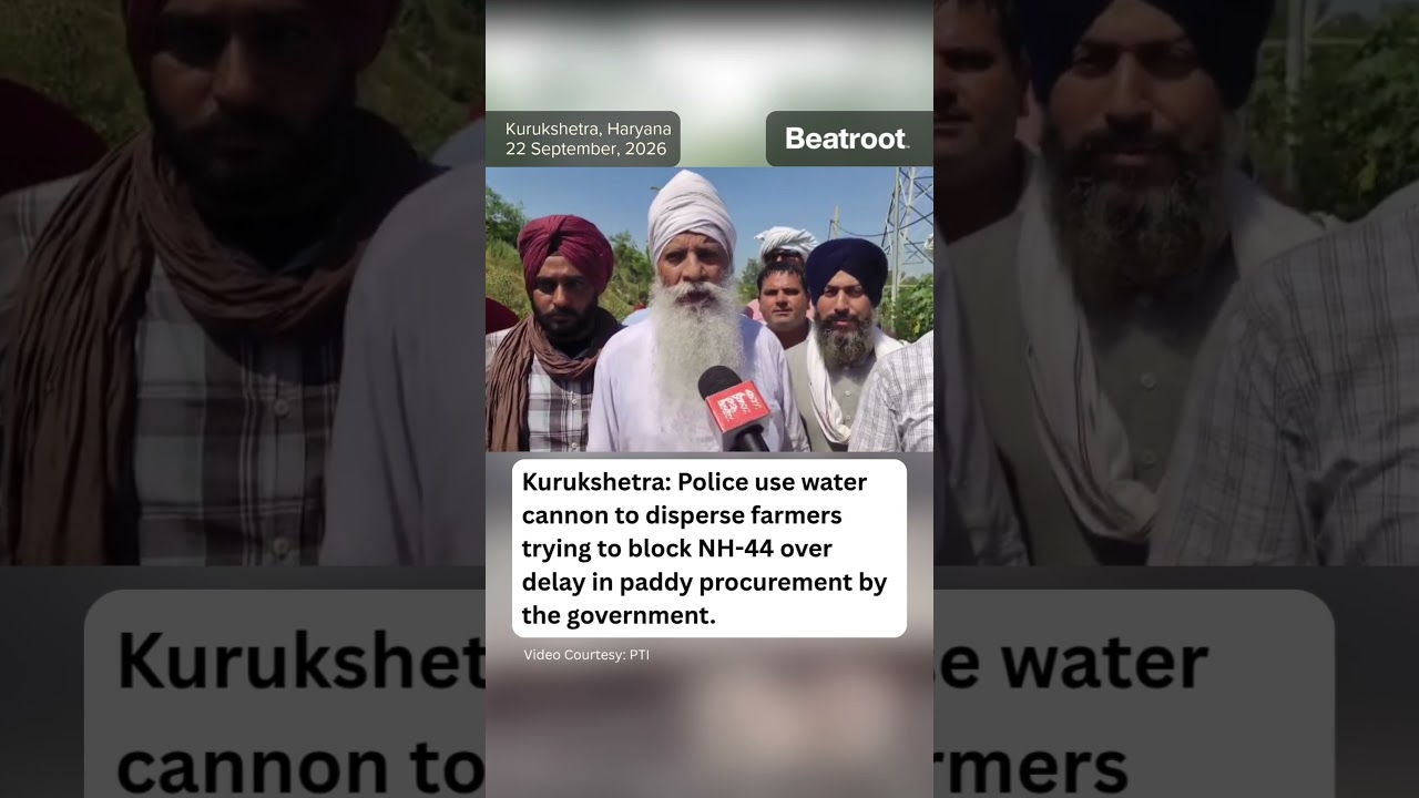 Police use water canons and tear gas shells to disperse farmers in Haryana. #shorts