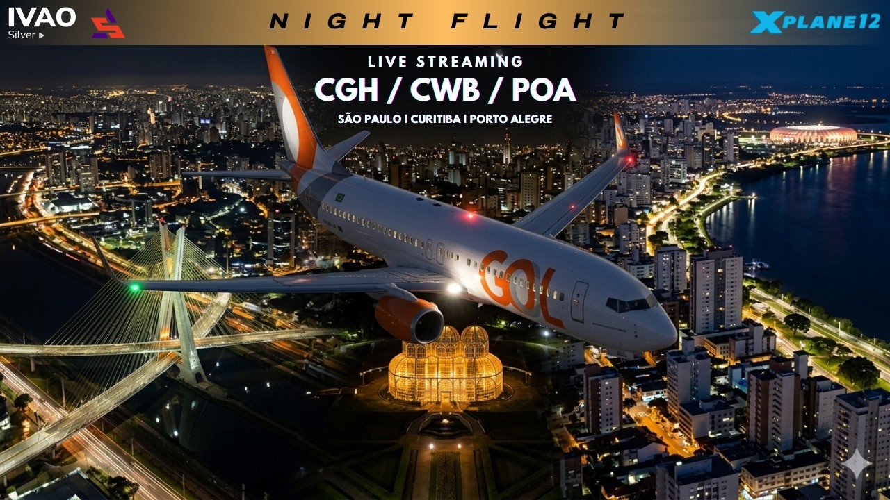 X-Plane 12 🔴 Boeing 738 Gol 🛫 São Paulo [CGH|SBSP] 🛬 Curitiba [CWB|SBCT] 🛬 Porto Alegre [POA|SBPA]