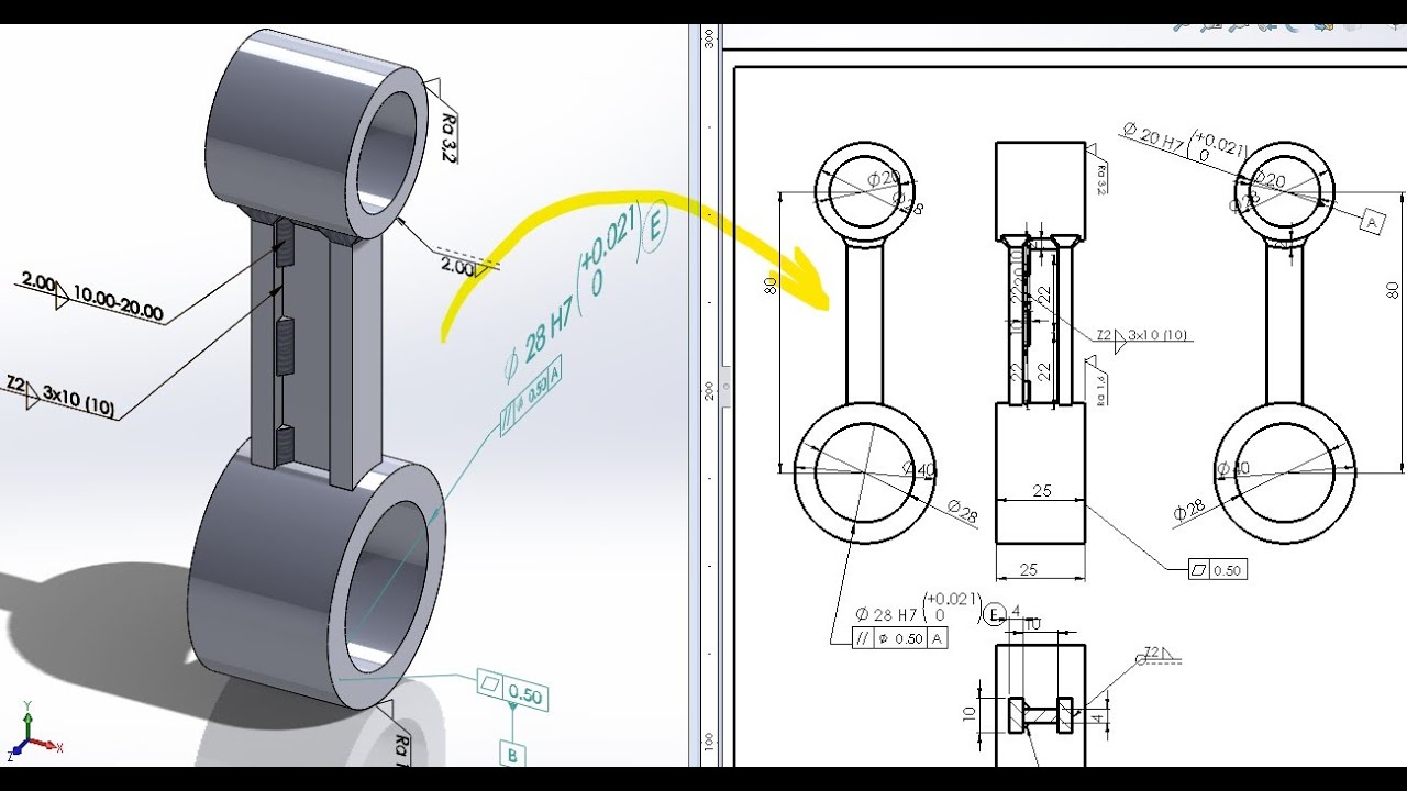 Elementi del modello Solidworks Quote e Annotazioni dal modello alla tavola