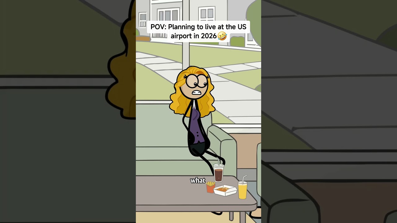 POV: Planning to live at the US airport in 2026 🤣 #animation #usalife #usadrama #realitylife #fyp