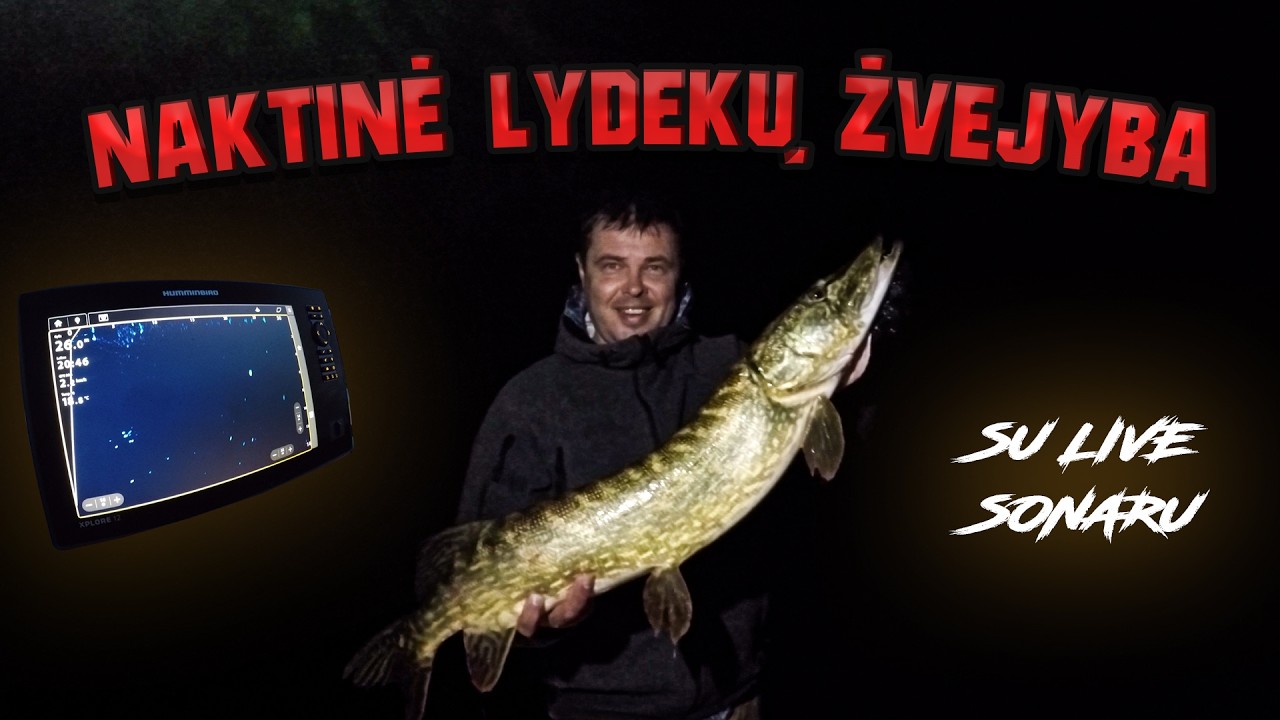 Pirmas Live sonaro bandymas ir iškart trofėjus! Nereali naktinė lydekų žvejyba Asvejos ežere.
