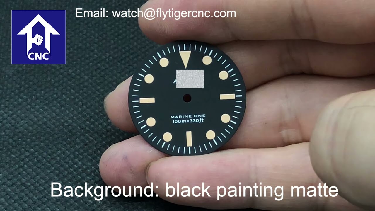 matte black background watch dial with Vintage color printing Lume C1 for NH35, date 3H