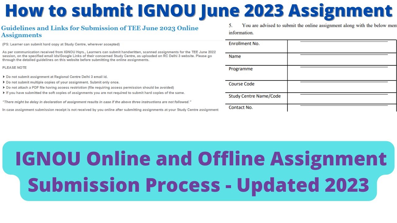 How to submit IGNOU June 2022 Assignment | IGNOU Online and Offline Assignment Submission Process
