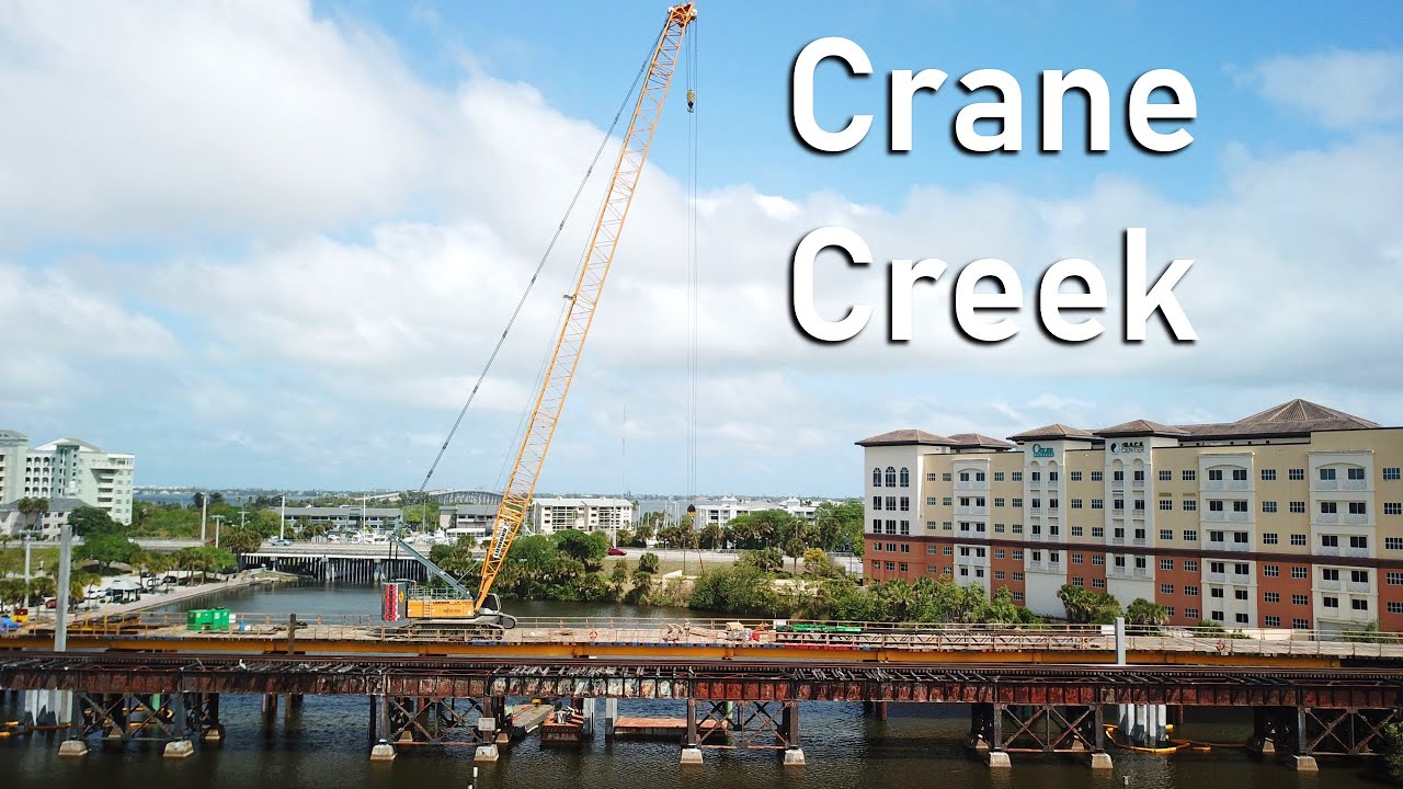 Brightline Bridge Construction at Crane Creek (Melbourne, FL) - March 20, 2021
