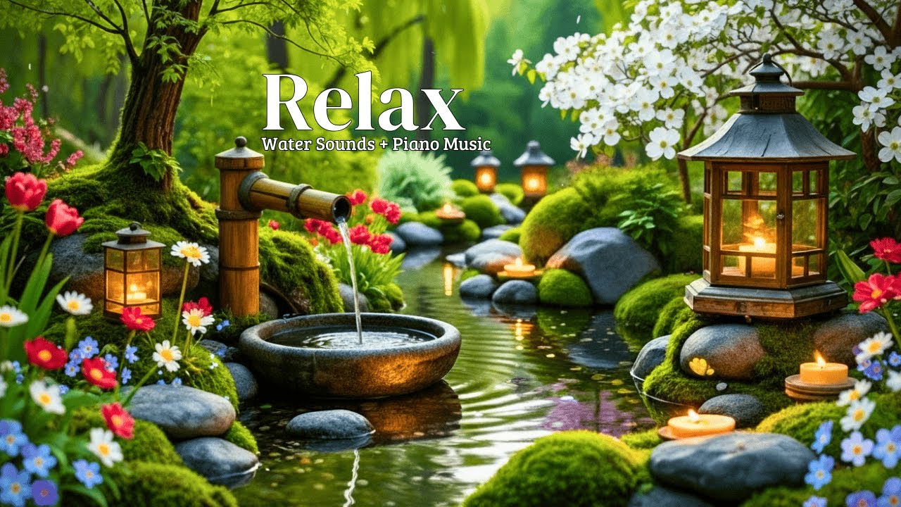 Relaxing Music + Bamboo Water Sounds 🌿 Deep Sleeping Music, Stress Relief, Calm the Mind, Spa BGM