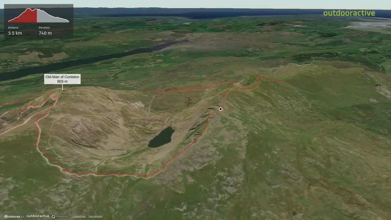 Old Man of Coniston 3D Circular Walk &ndash; 12km Coniston Lake Hike via Brown Pike, Buck Pike & Dow Crag