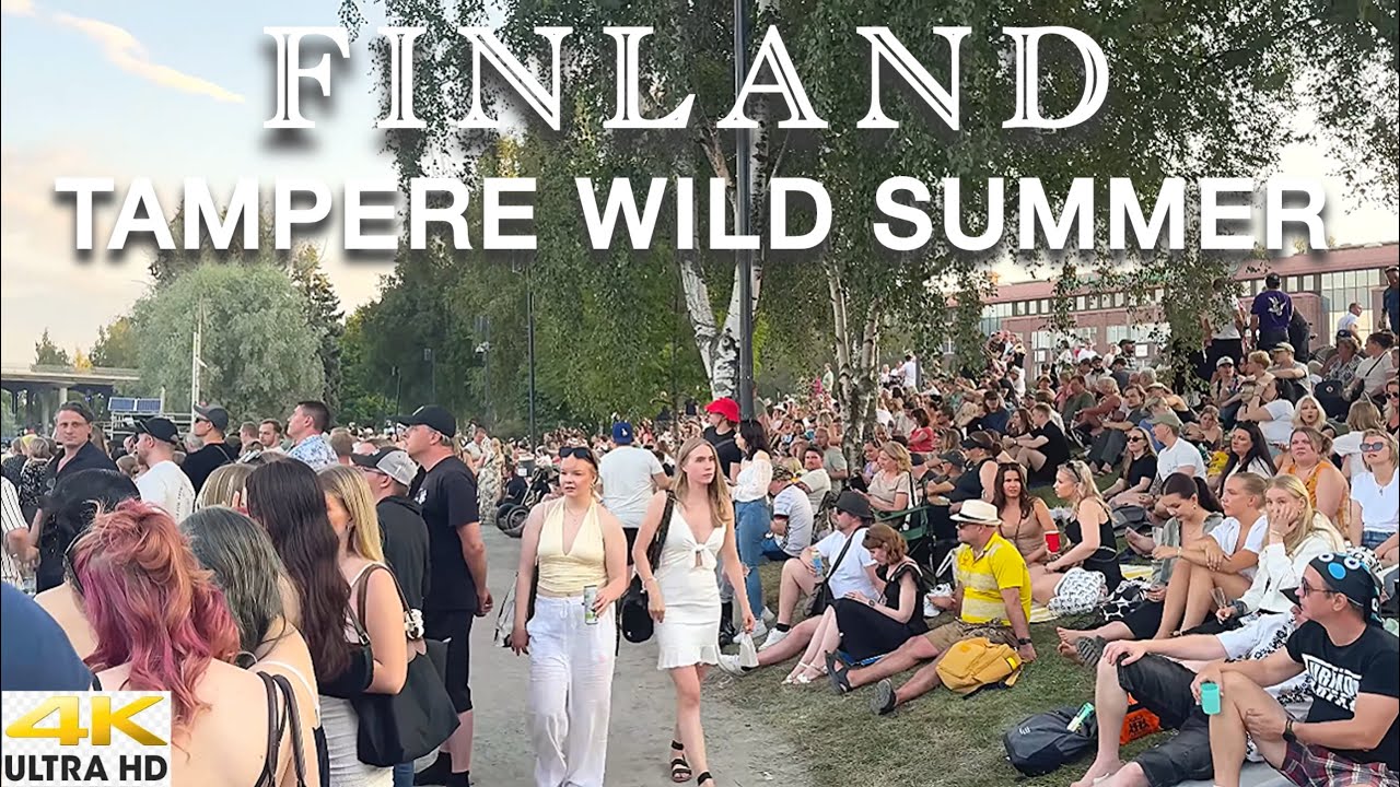 WILD & OVERCROWDED SUMMER IN TAMPERE | TAMPERE [4K] CITY CENTER SUMMER WALKING TOUR | PARTY SCENES